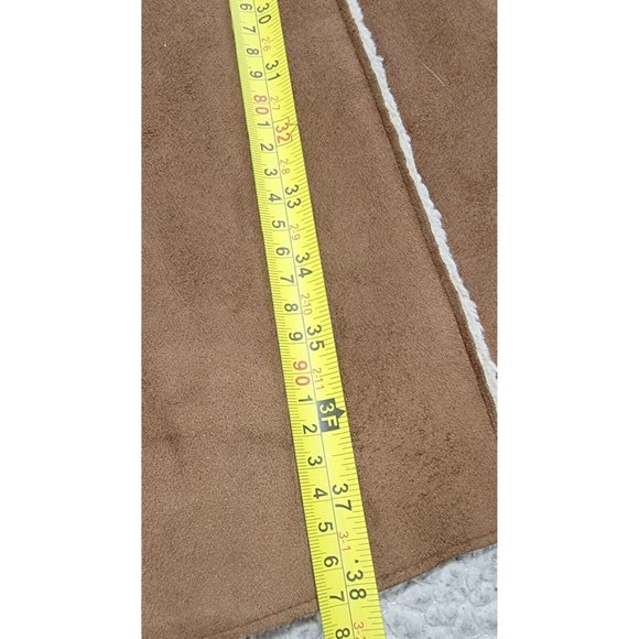 Old Navy Womens Brown Faux Suede Sherpa Lined Trench Coat Jacket Size Medium - Picture 12 of 14